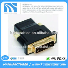 Gold DVI Stecker auf HDMI Buchse Adapter / Konverter